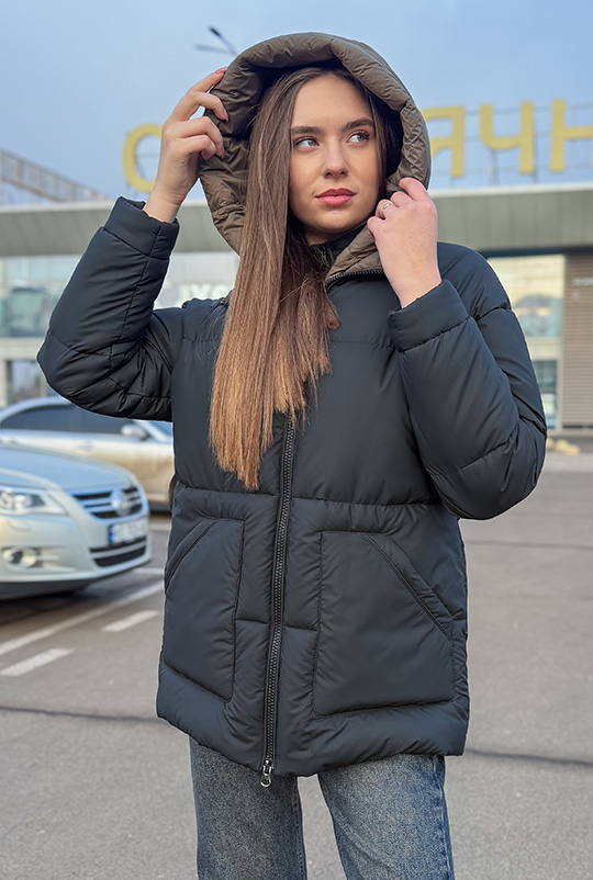 Зимовий пуффер з поясом — KOMOD
